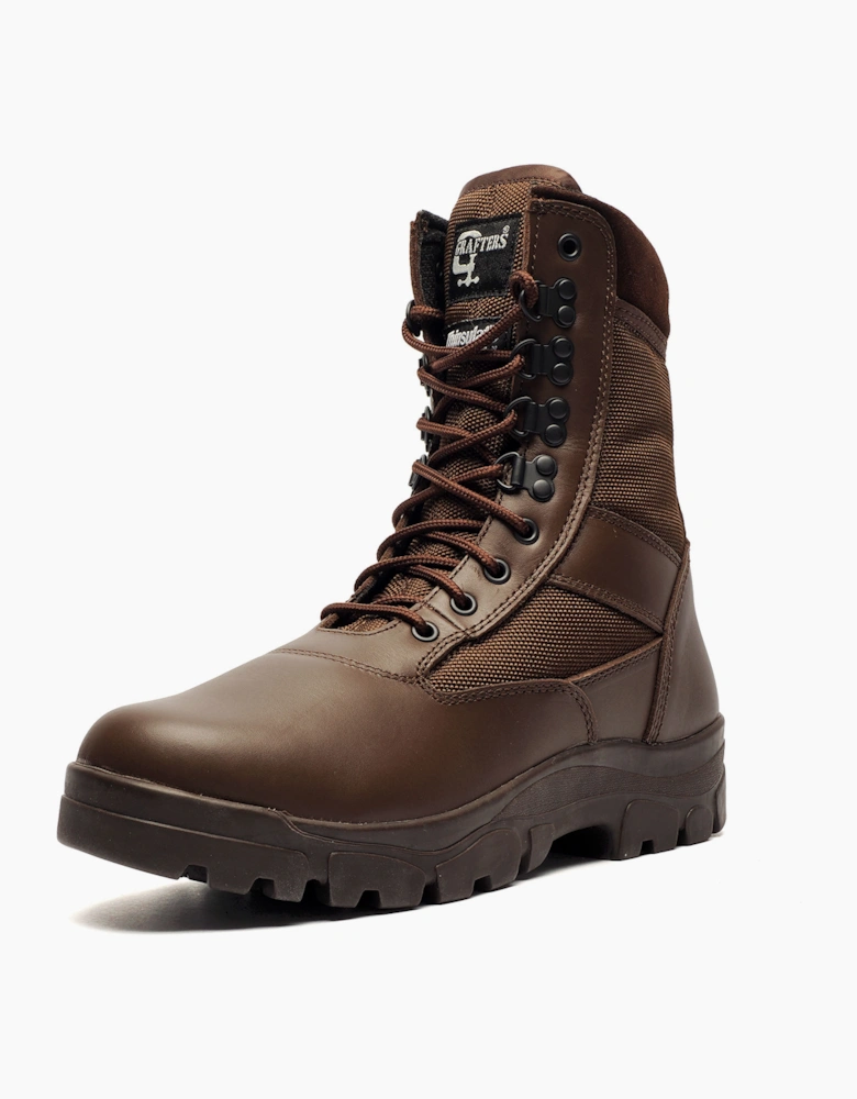 Grafters G-Force Leather Mens Combat Boots Brown