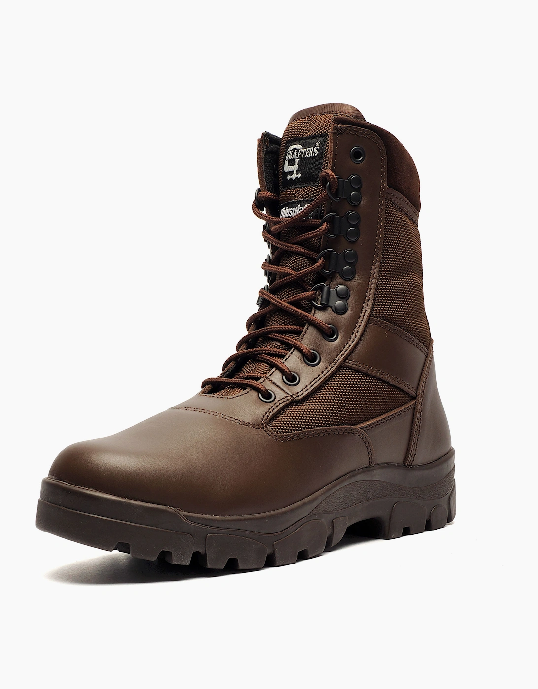 Grafters G-Force Leather Mens Combat Boots Brown