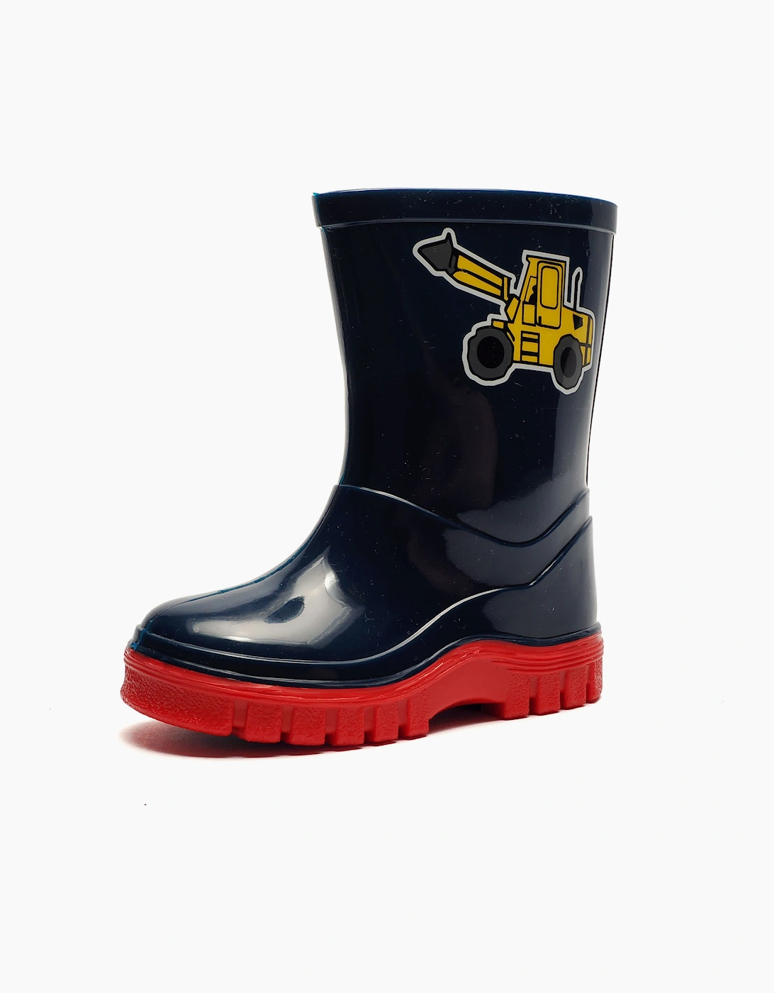 Stormwells Digger Wellingtons Kids Navy Blue/Red
