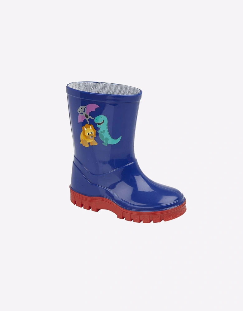 Stormwells Dinosaur Wellington Boys Navy