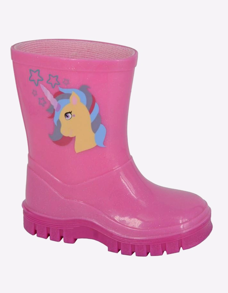 Stormwells Unicorn Wellington Kids Pink Sparkle