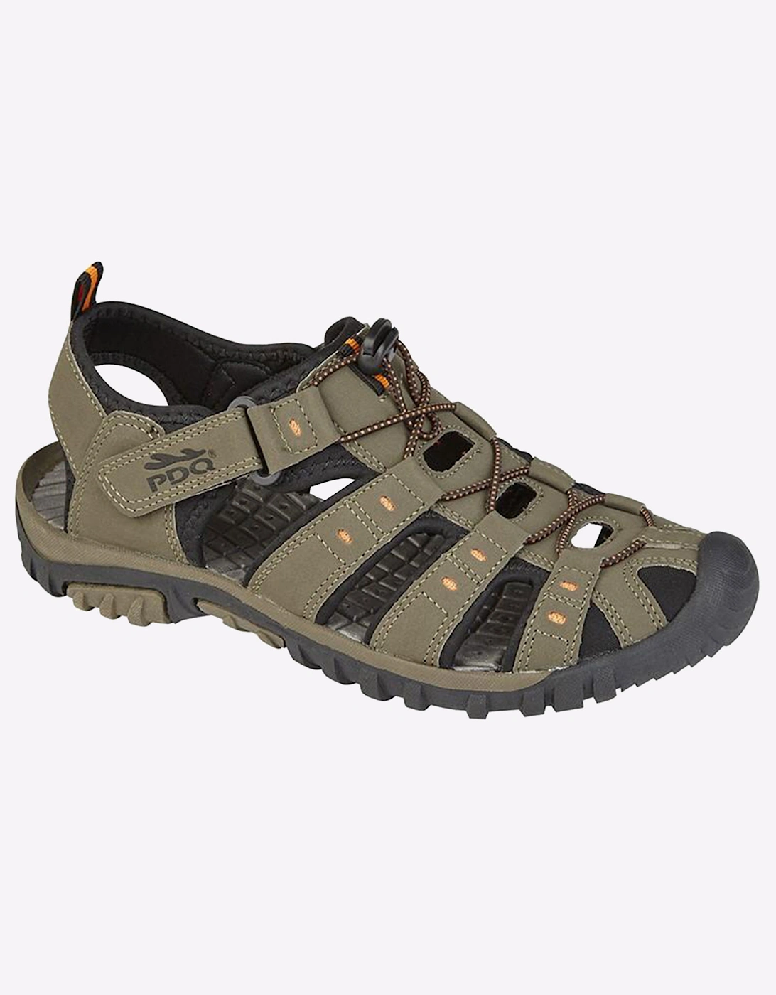 PDQ Romper Trail Sandals Mens Dark Taupe / Orange