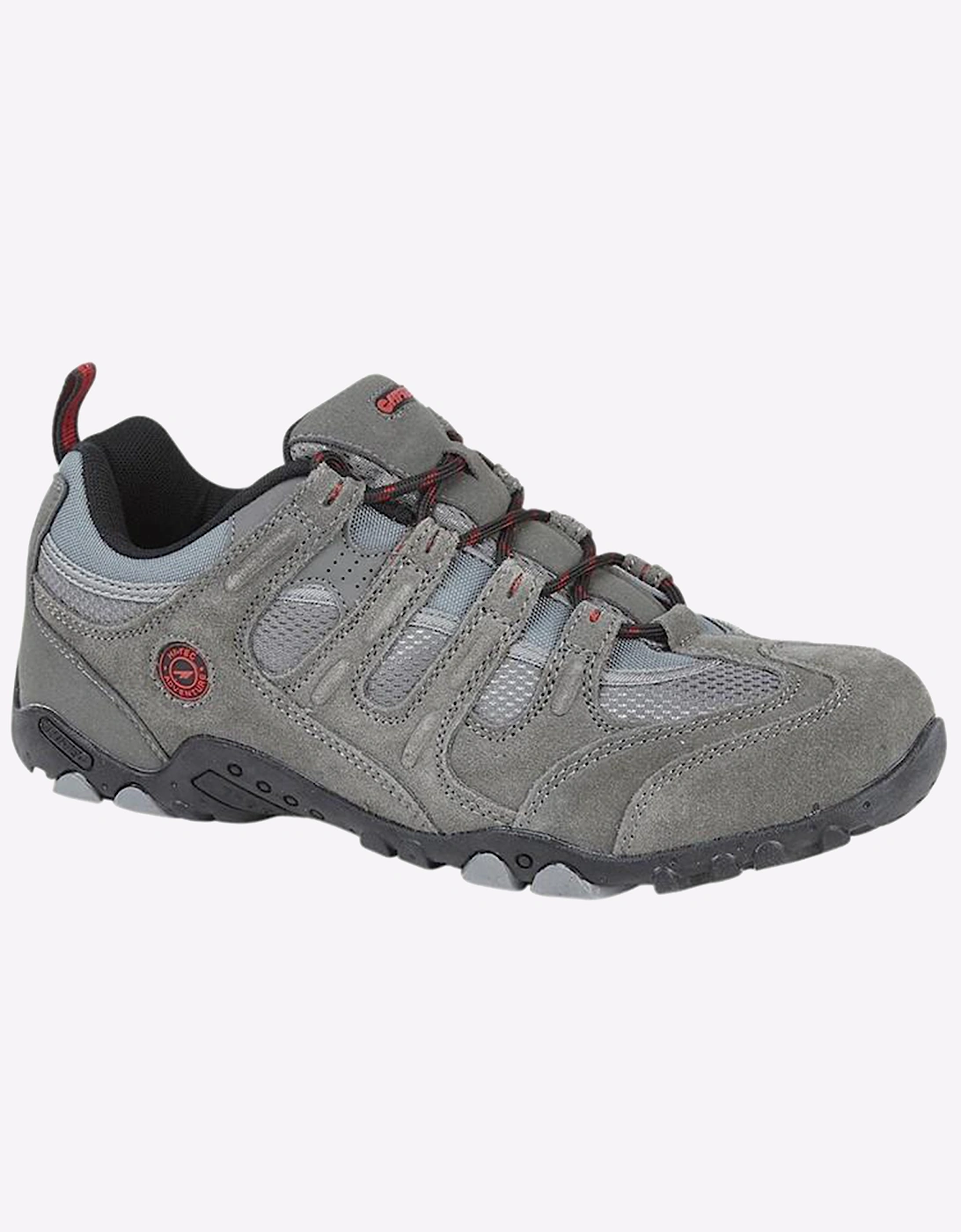 Hi-Tec Quadra Mens Walking Shoes Charcoal Grey/Black/Red