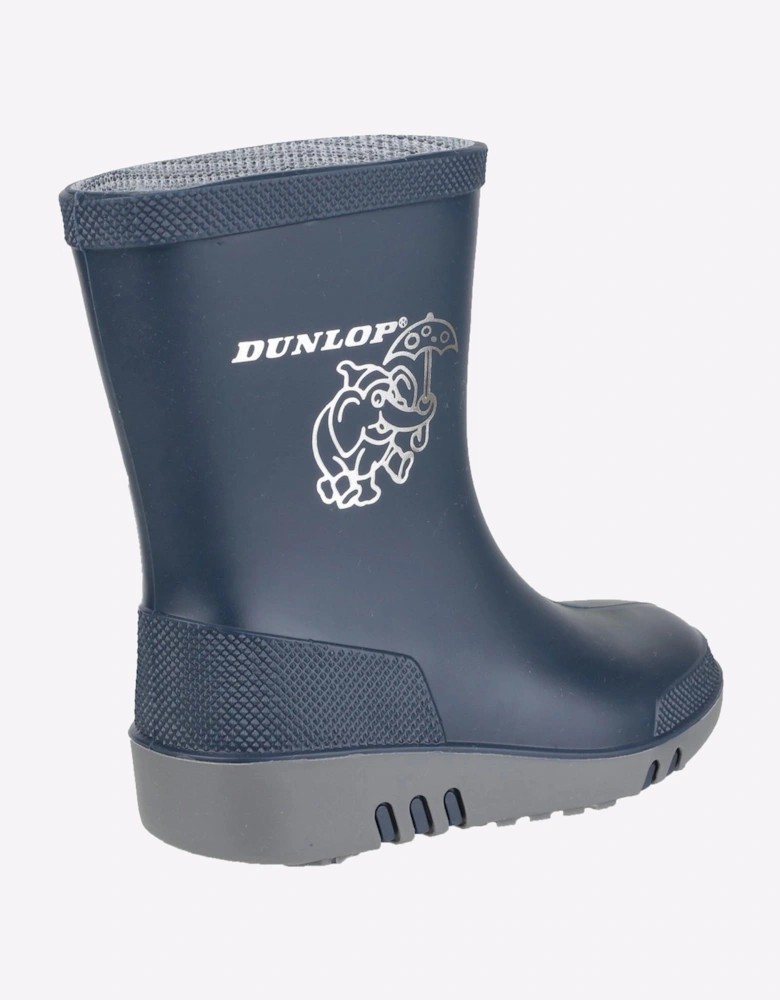 Dunlop Mini Elephant Waterproof Infants Wellingtons Blue / Grey