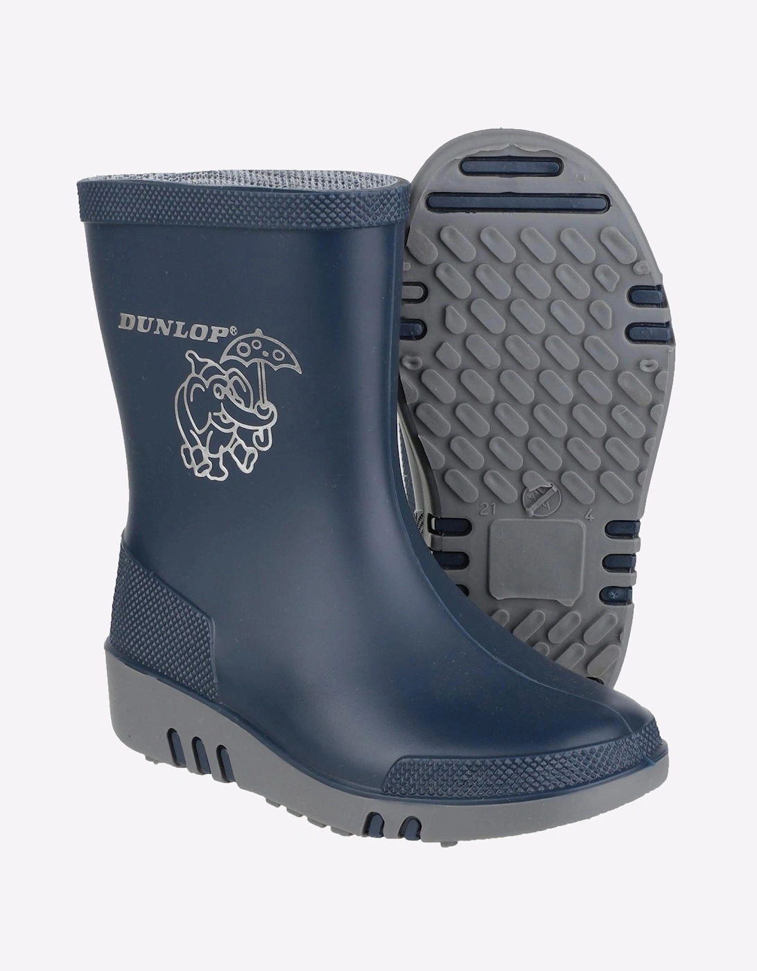 Dunlop Mini Elephant Waterproof Infants Wellingtons Blue / Grey