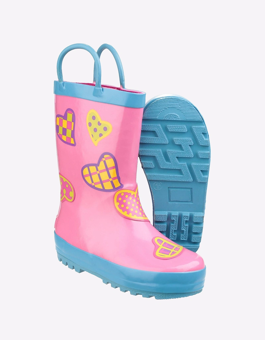 Cotswold Puddle Waterproof Pull On Boots Junior Hearts