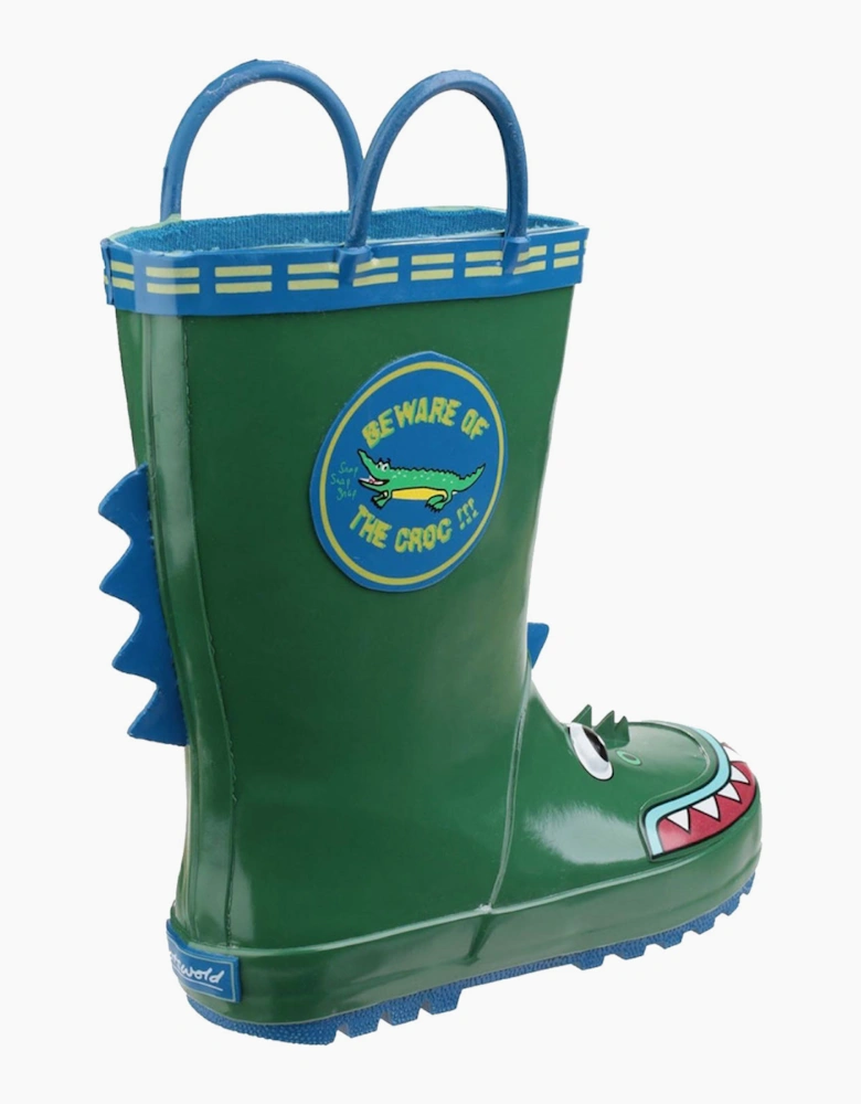 Cotswold Puddle Waterproof Wellington Junior Boys Crocodile Green
