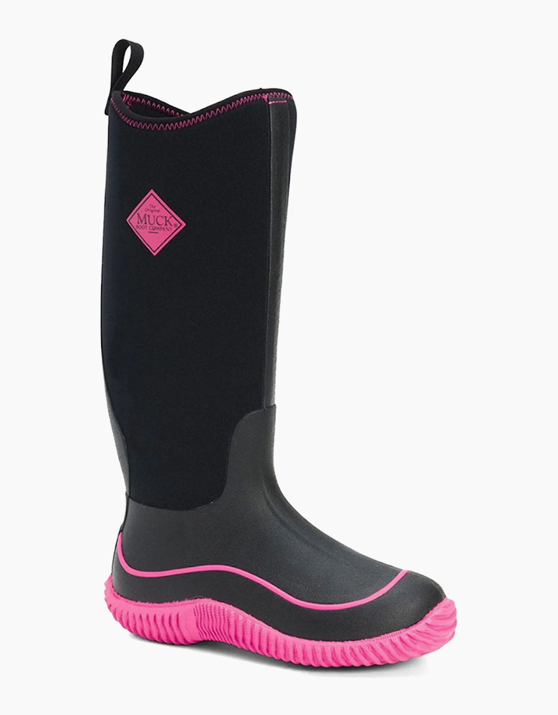 Muck Boots Hale Pull On Wellington Boot Womens Black/Pink