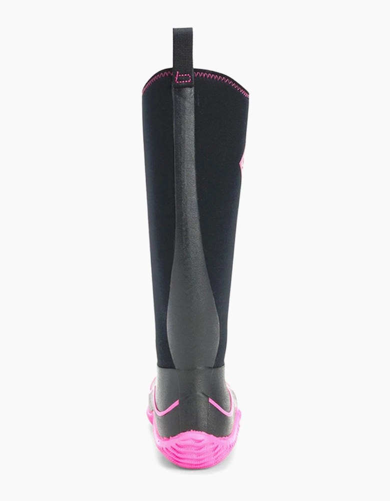 Muck Boots Hale Pull On Wellington Boot Womens Black/Pink