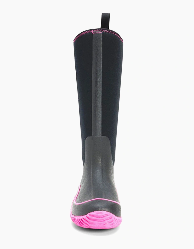 Muck Boots Hale Pull On Wellington Boot Womens Black/Pink