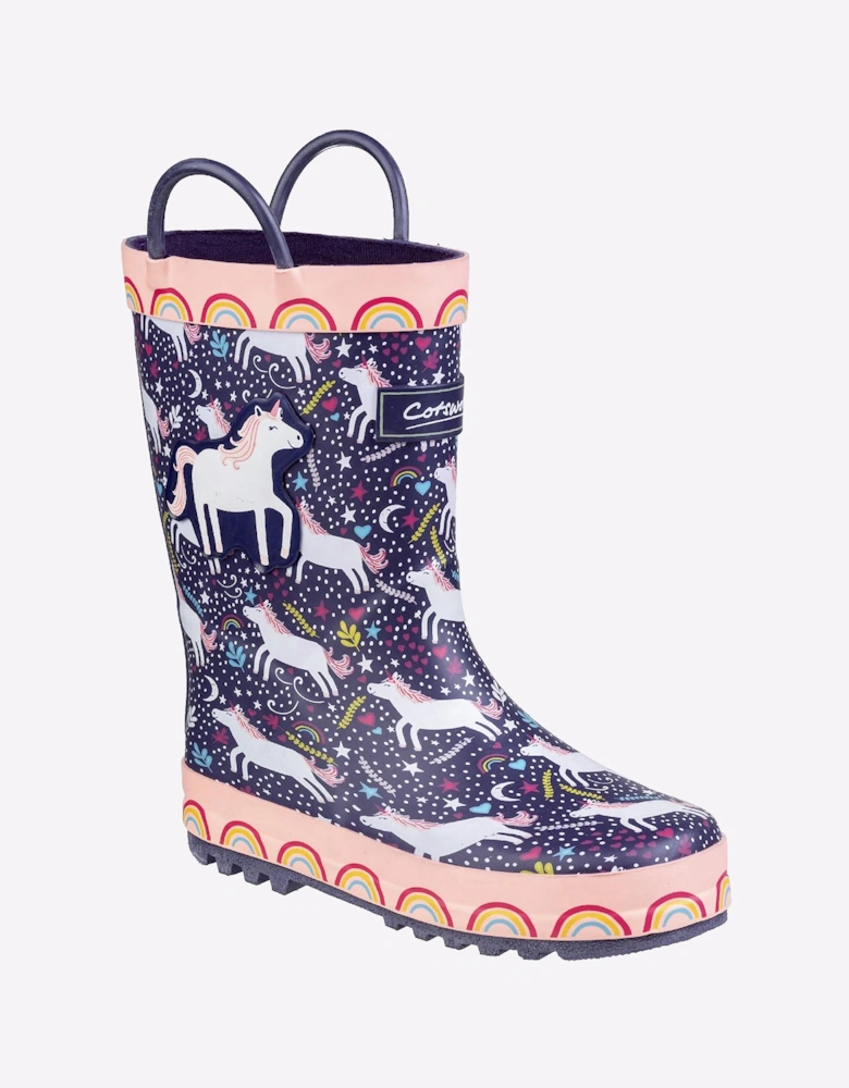 Cotswold Cotswolds Sprinkle Junior Wellington Boot Purple / Pink & White