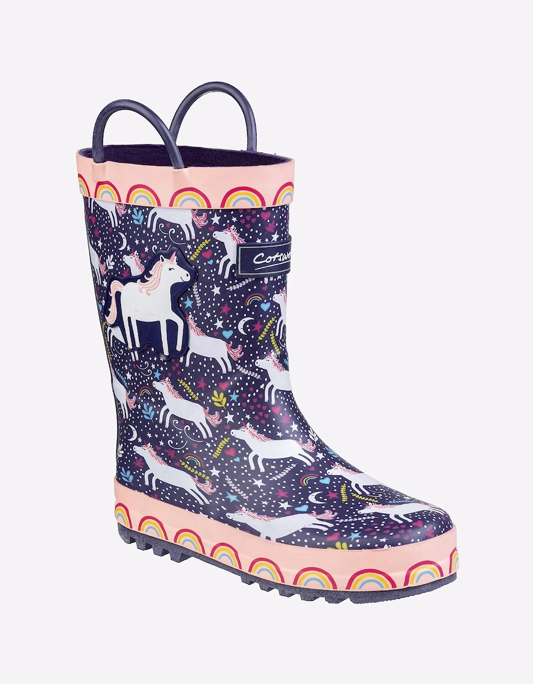 Cotswold Cotswolds Sprinkle Junior Wellington Boot Purple / Pink & White
