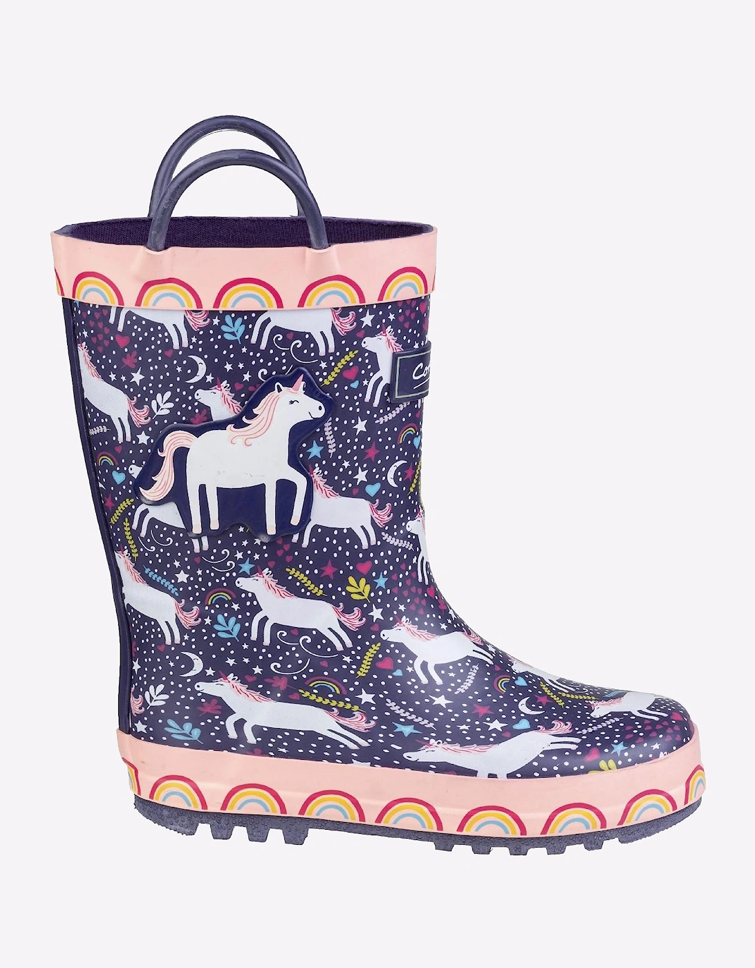 Cotswold Cotswolds Sprinkle Junior Wellington Boot Purple / Pink & White
