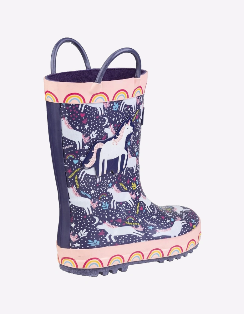 Cotswold Cotswolds Sprinkle Junior Wellington Boot Purple / Pink & White