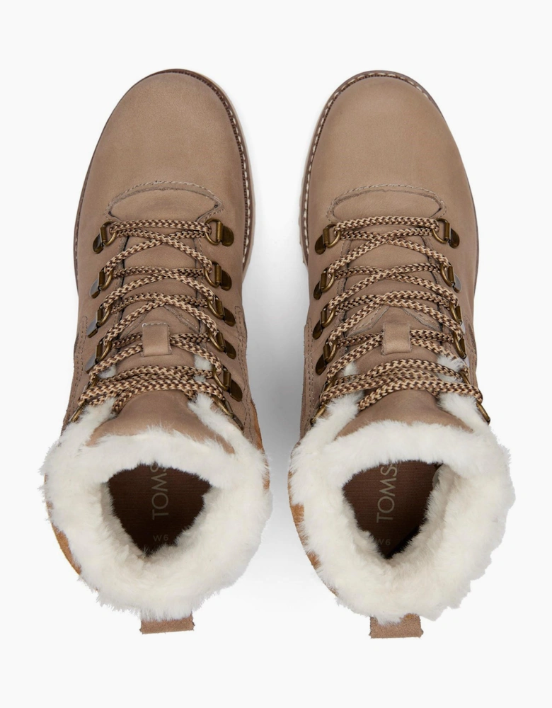 Toms Mojave Waterproof Womens Boots Taupe Grey Oiled Nubuck/Suede