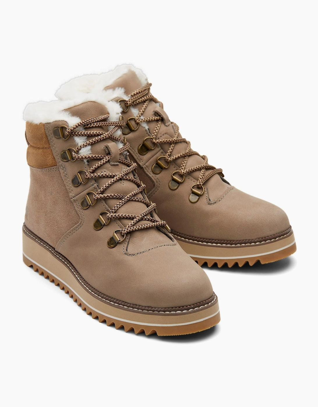 Toms Mojave Waterproof Womens Boots Taupe Grey Oiled Nubuck/Suede