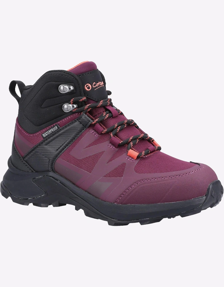 Cotswold Horton Waterproof Memory Foam Womens Hiking Boots Burgundy