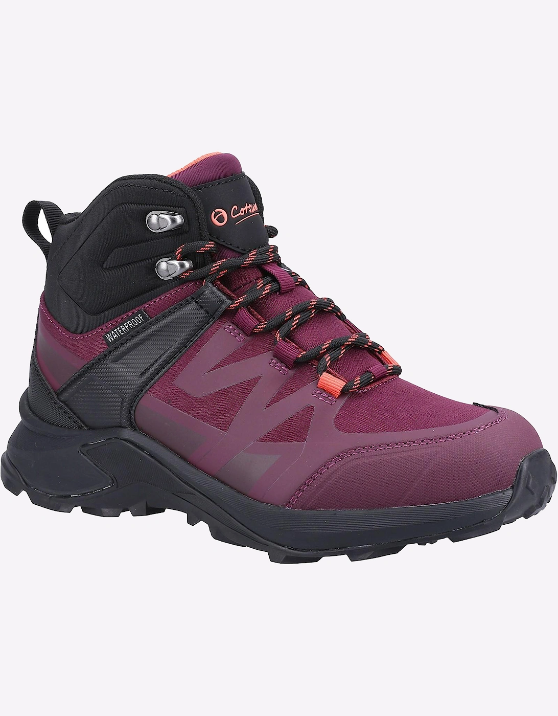 Cotswold Horton Waterproof Memory Foam Womens Hiking Boots Burgundy