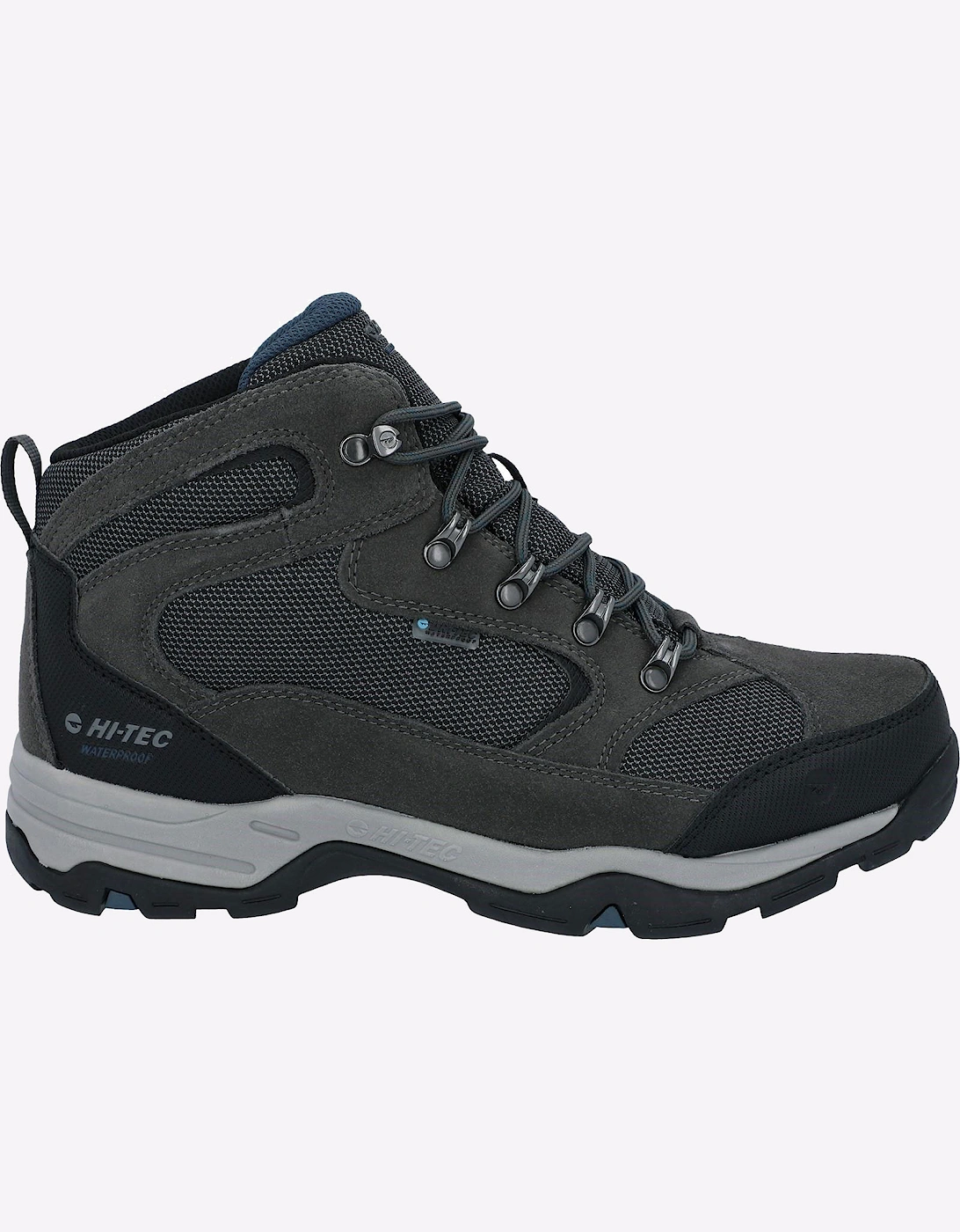 Hi-Tec Storm Waterproof Mens Wide Fit Boots Charcoal/Grey/Majolica Blue