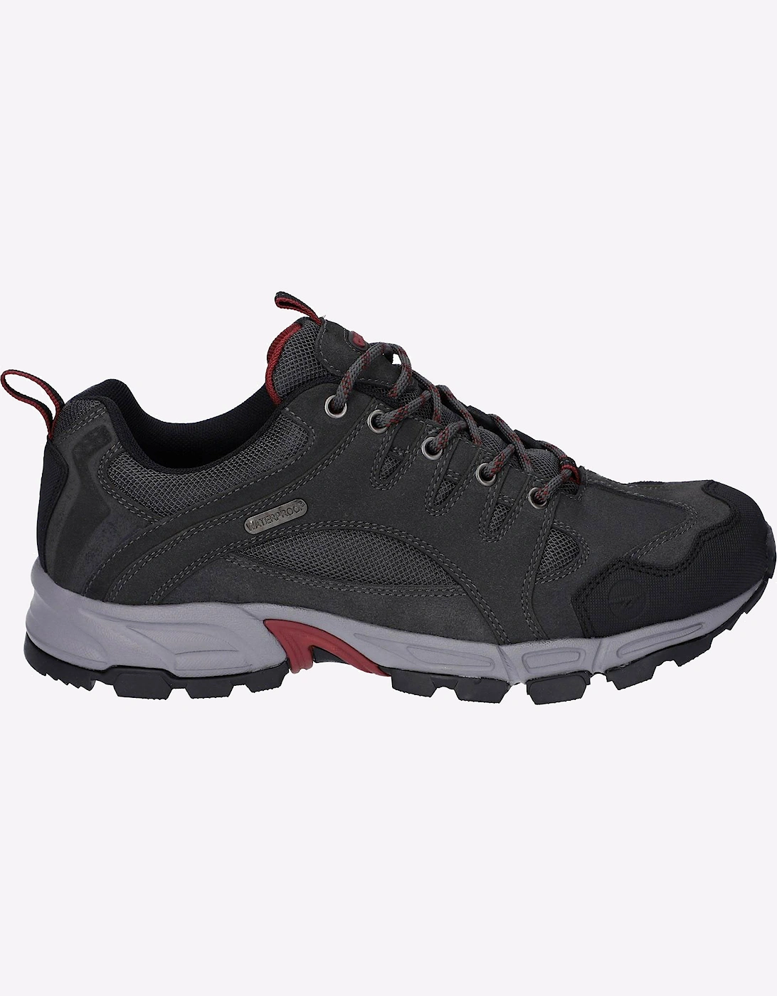 Hi-Tec Auckland Waterproof Mens Hiking Shoes Graphite Grey/Dark Red