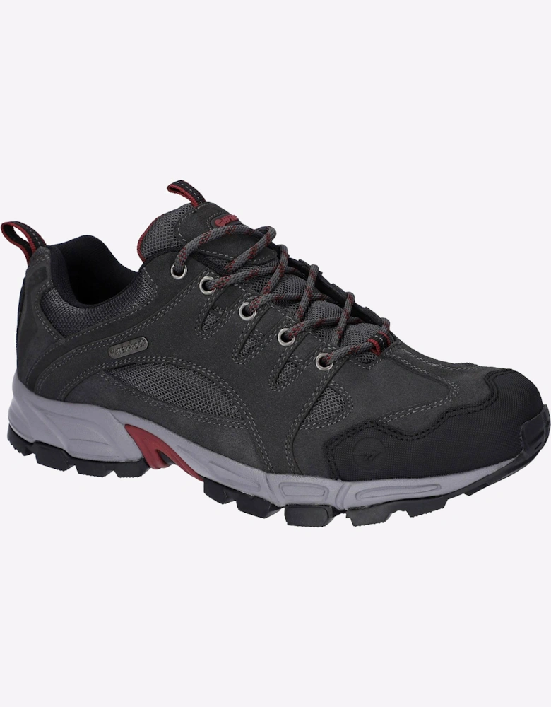 Hi-Tec Auckland Waterproof Mens Hiking Shoes Graphite Grey/Dark Red