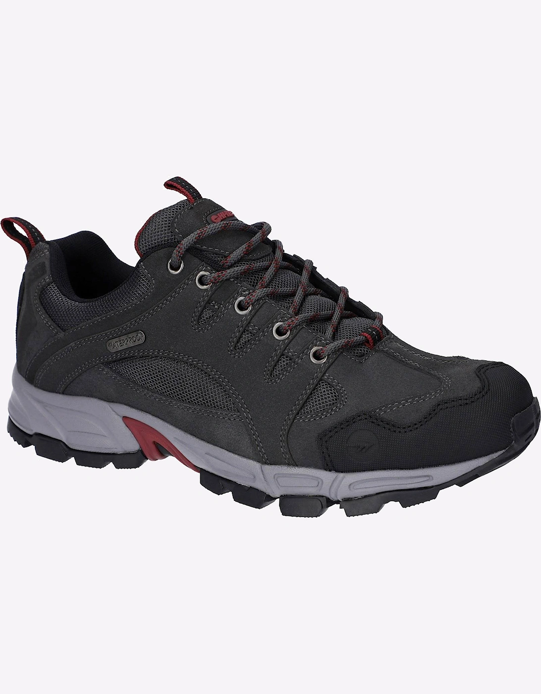 Hi-Tec Auckland Waterproof Mens Hiking Shoes Graphite Grey/Dark Red