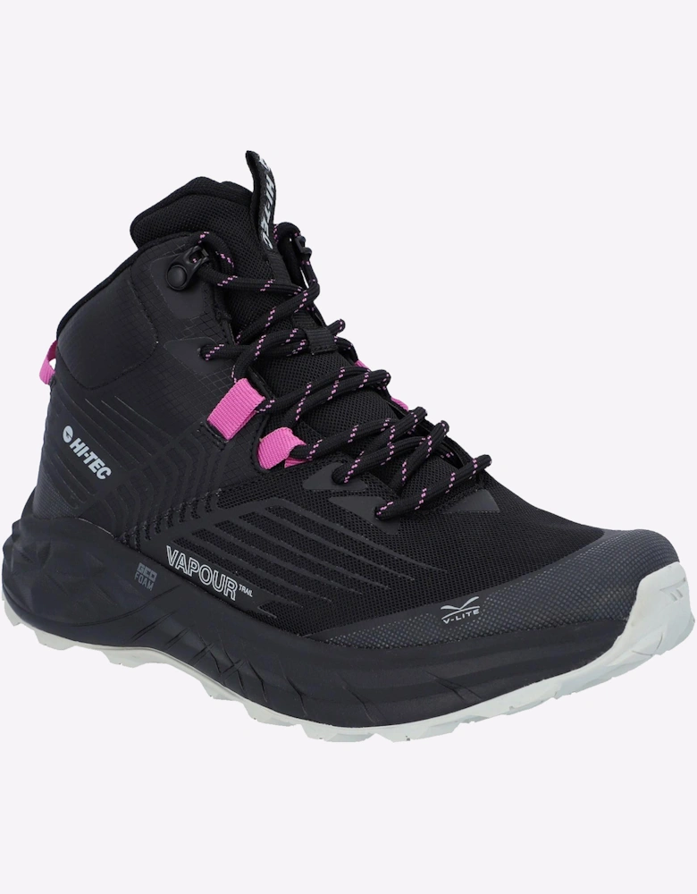 Hi-Tec Fuse Trail Mid Waterproof Womens Hiking Boots Black/Cool Grey/Cyclamen
