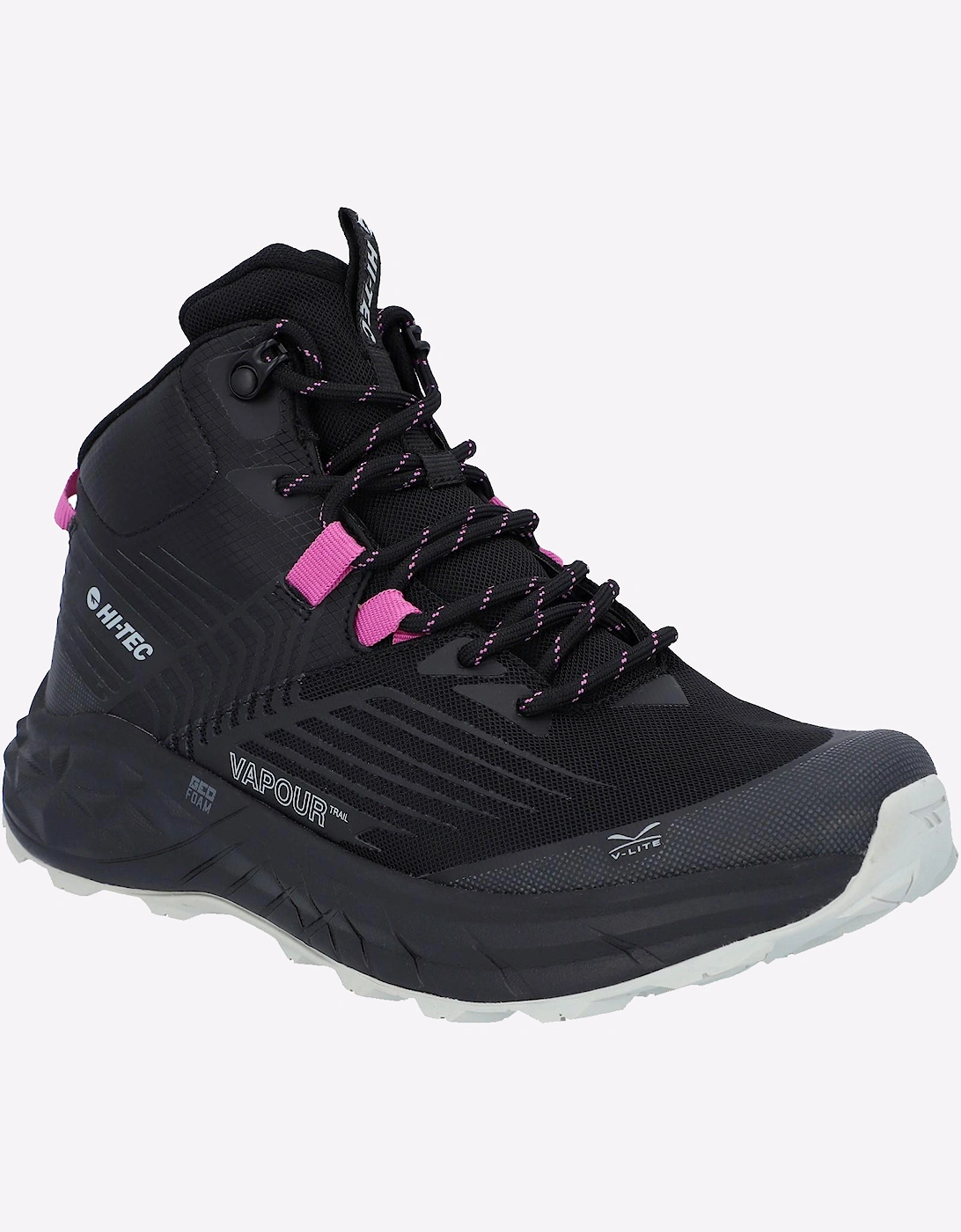 Hi-Tec Fuse Trail Mid Waterproof Womens Hiking Boots Black/Cool Grey/Cyclamen
