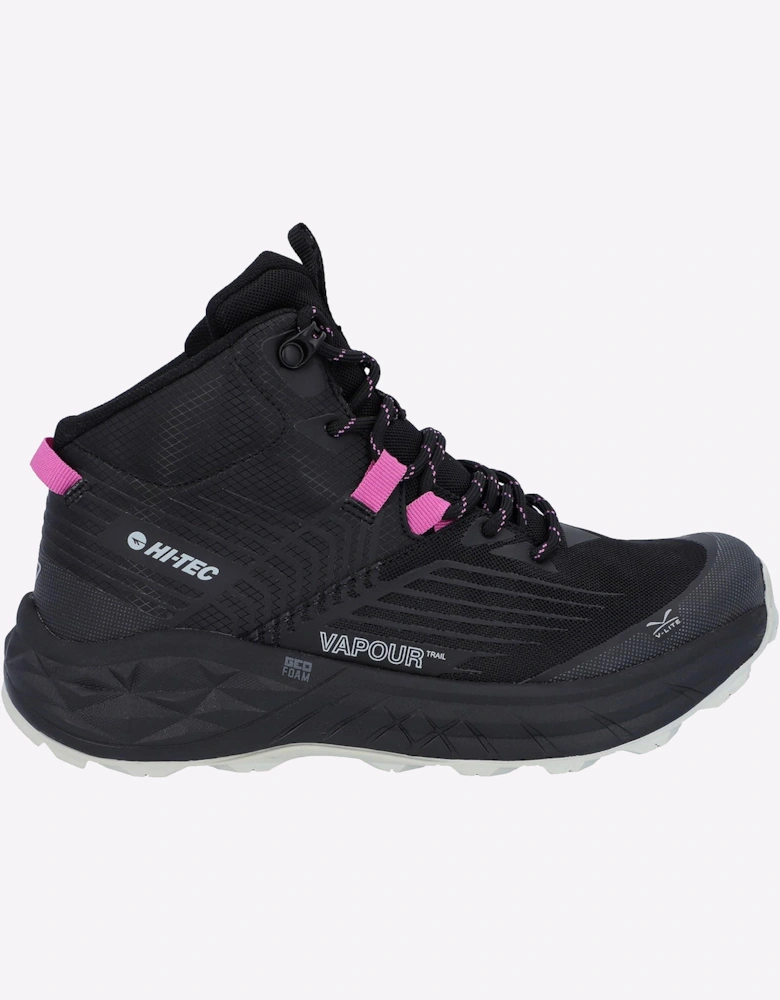 Hi-Tec Fuse Trail Mid Waterproof Womens Hiking Boots Black/Cool Grey/Cyclamen