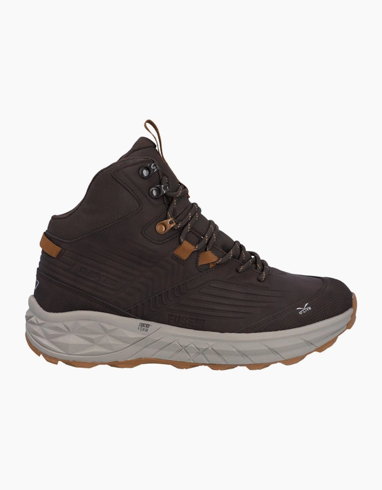 Hi-Tec Fuse Trek Mens Mid Hiking Boots Chocolate Brown / Timber Wolf