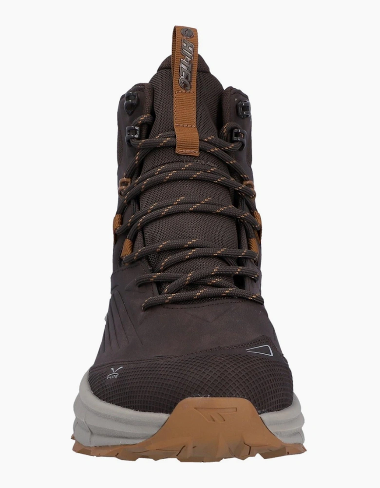 Hi-Tec Fuse Trek Mens Mid Hiking Boots Chocolate Brown / Timber Wolf
