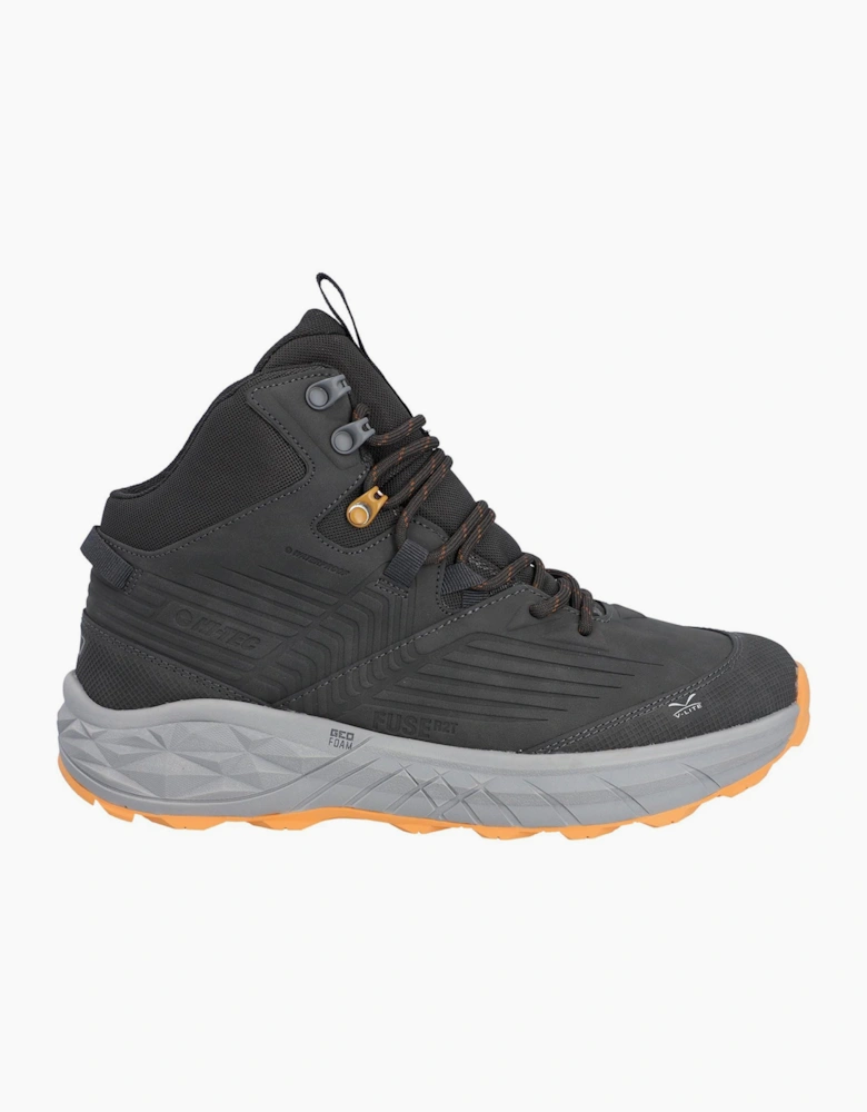 Hi-Tec Fuse Trek Mens Mid Hiking Boots Steel /Charcoal / Bright Marigold