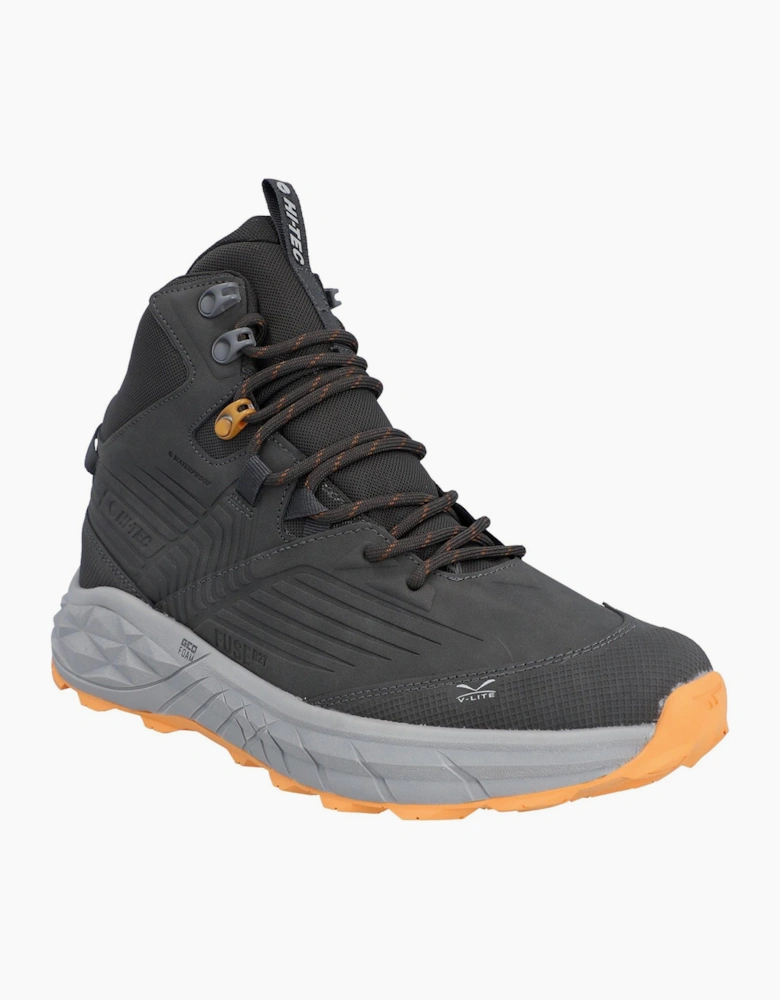 Hi-Tec Fuse Trek Mens Mid Hiking Boots Steel /Charcoal / Bright Marigold