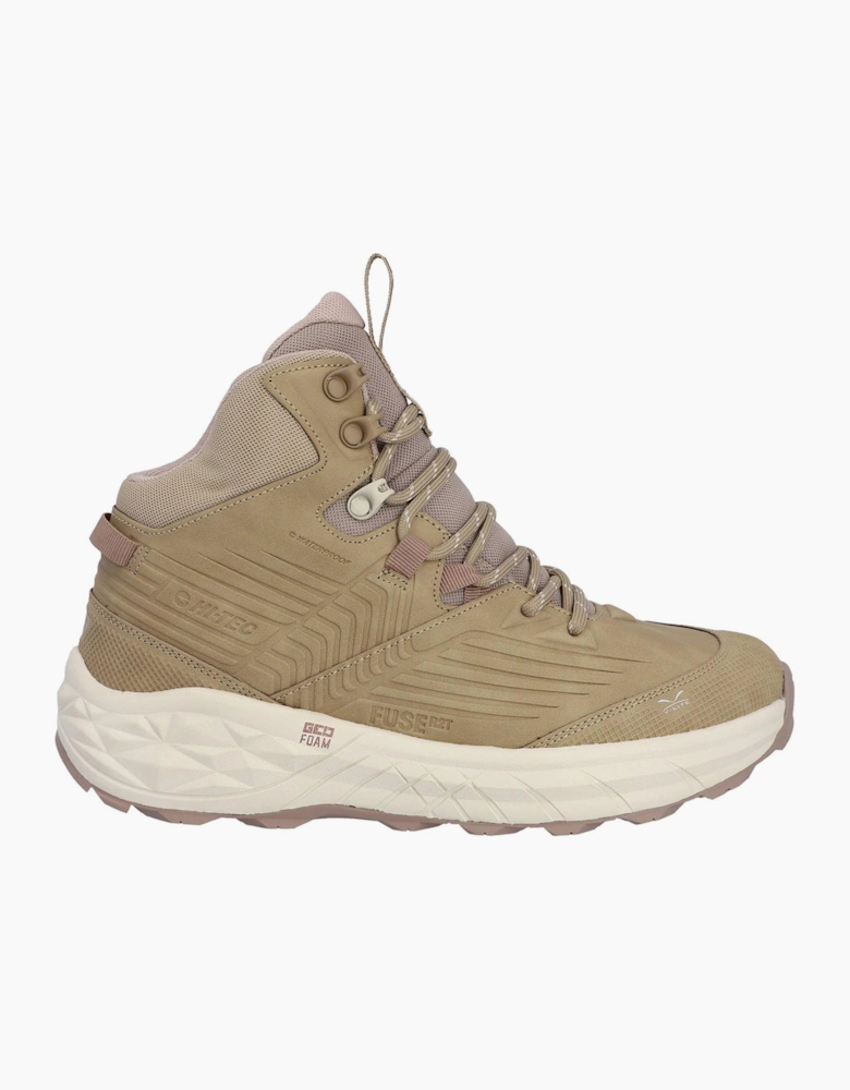 Hi-Tec Fuse Trek Mens Mid Hiking Boots Taupe/Whitecap Grey/Warm Taupe