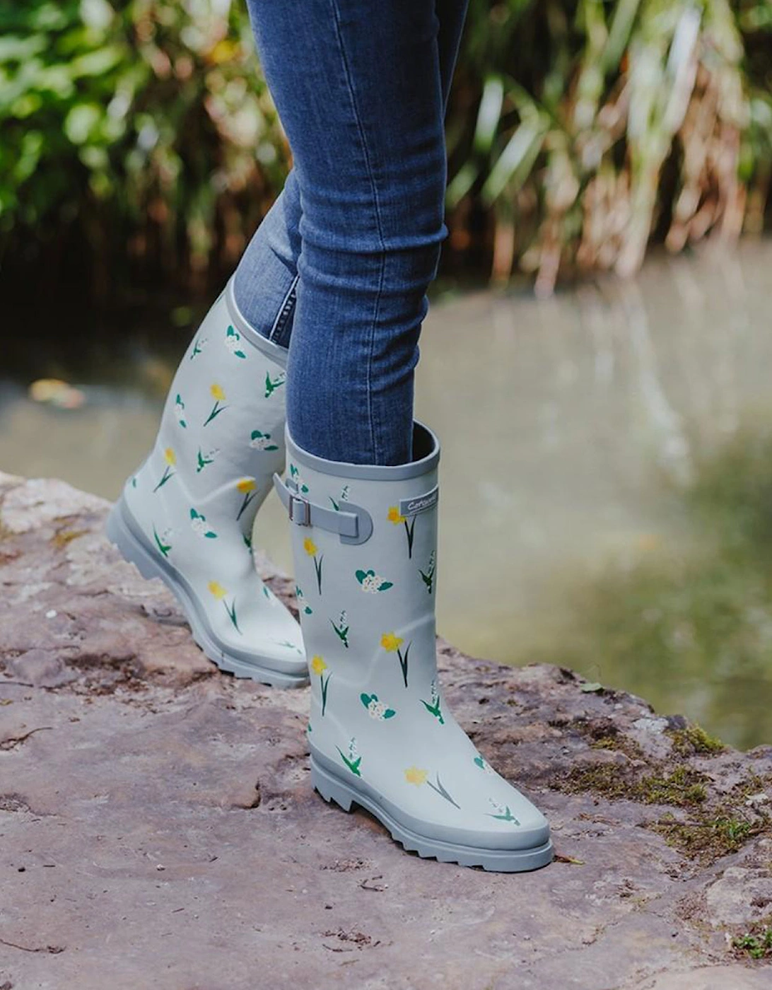 Cotswold Wildflower Womens Wellington Boots Mint / Blue