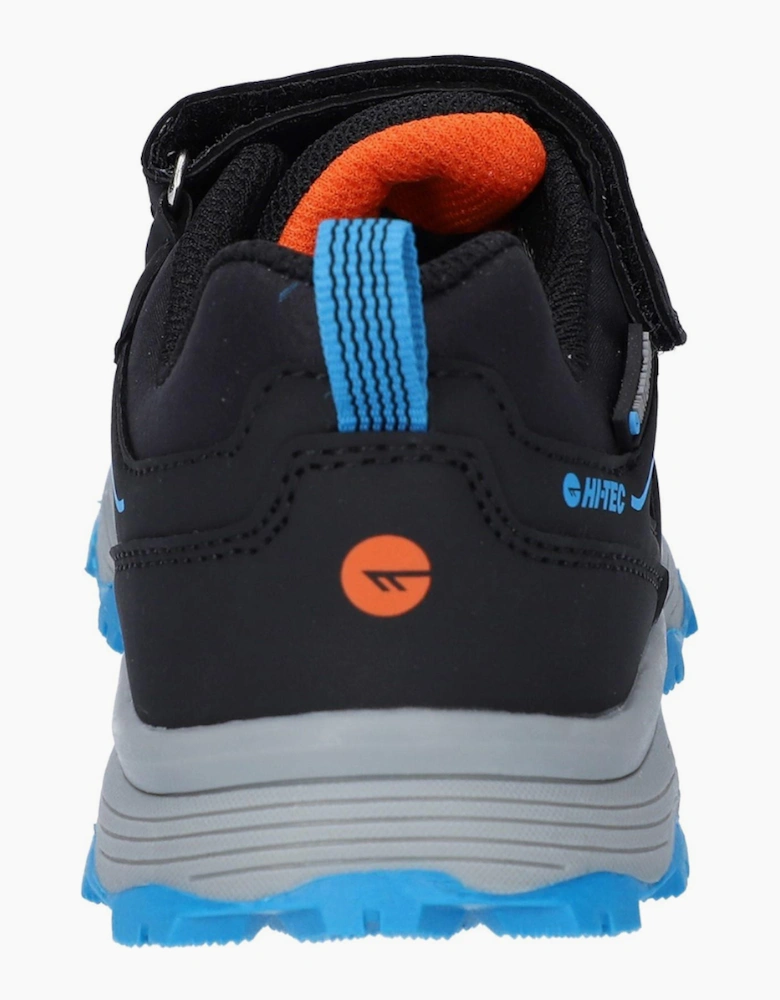 Hi-Tec Scrappy Waterproof Junior Trail Shoes Black/Blue Danube/Flame