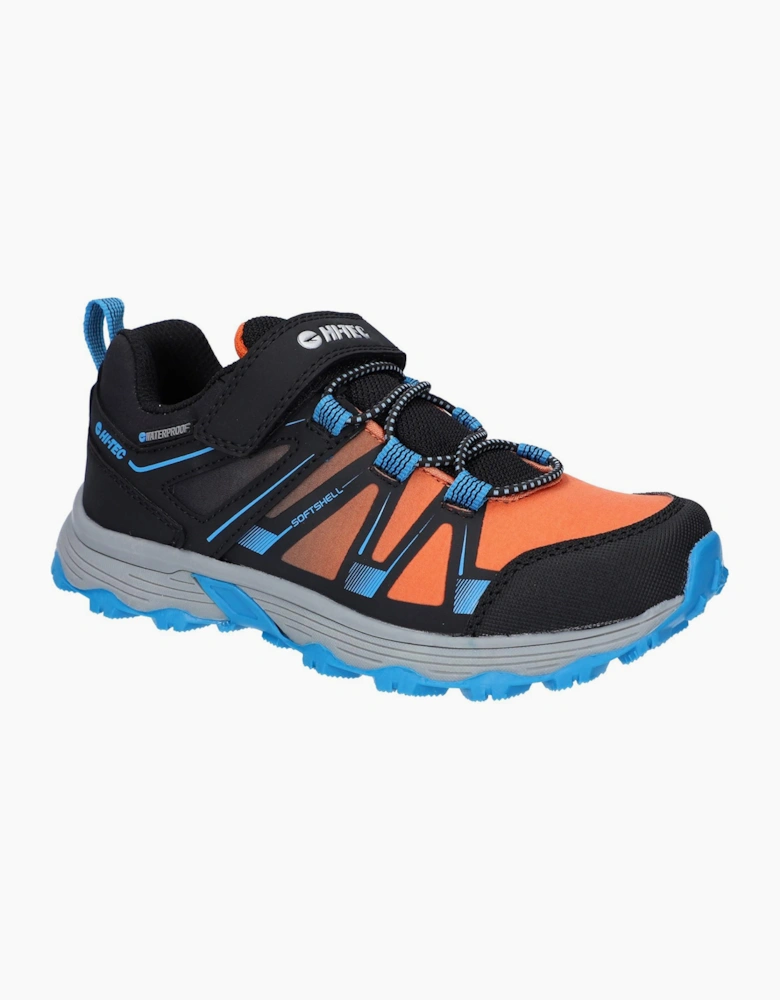 Hi-Tec Scrappy Waterproof Junior Trail Shoes Black/Blue Danube/Flame