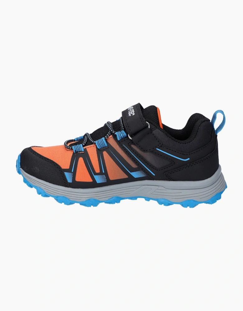 Hi-Tec Scrappy Waterproof Junior Trail Shoes Black/Blue Danube/Flame