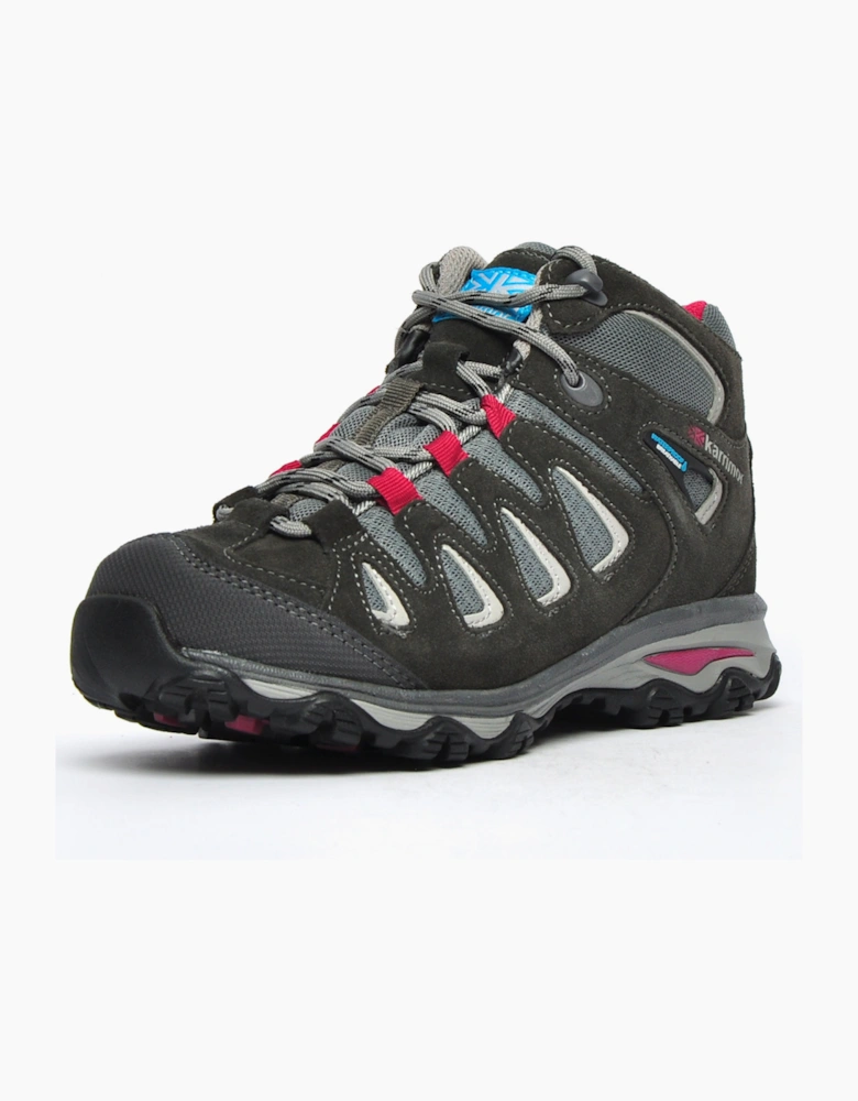 Karrimor Premium Isla Mid Waterproof Womens Hiking Boots Black Charcoal / Dark Purple Pink
