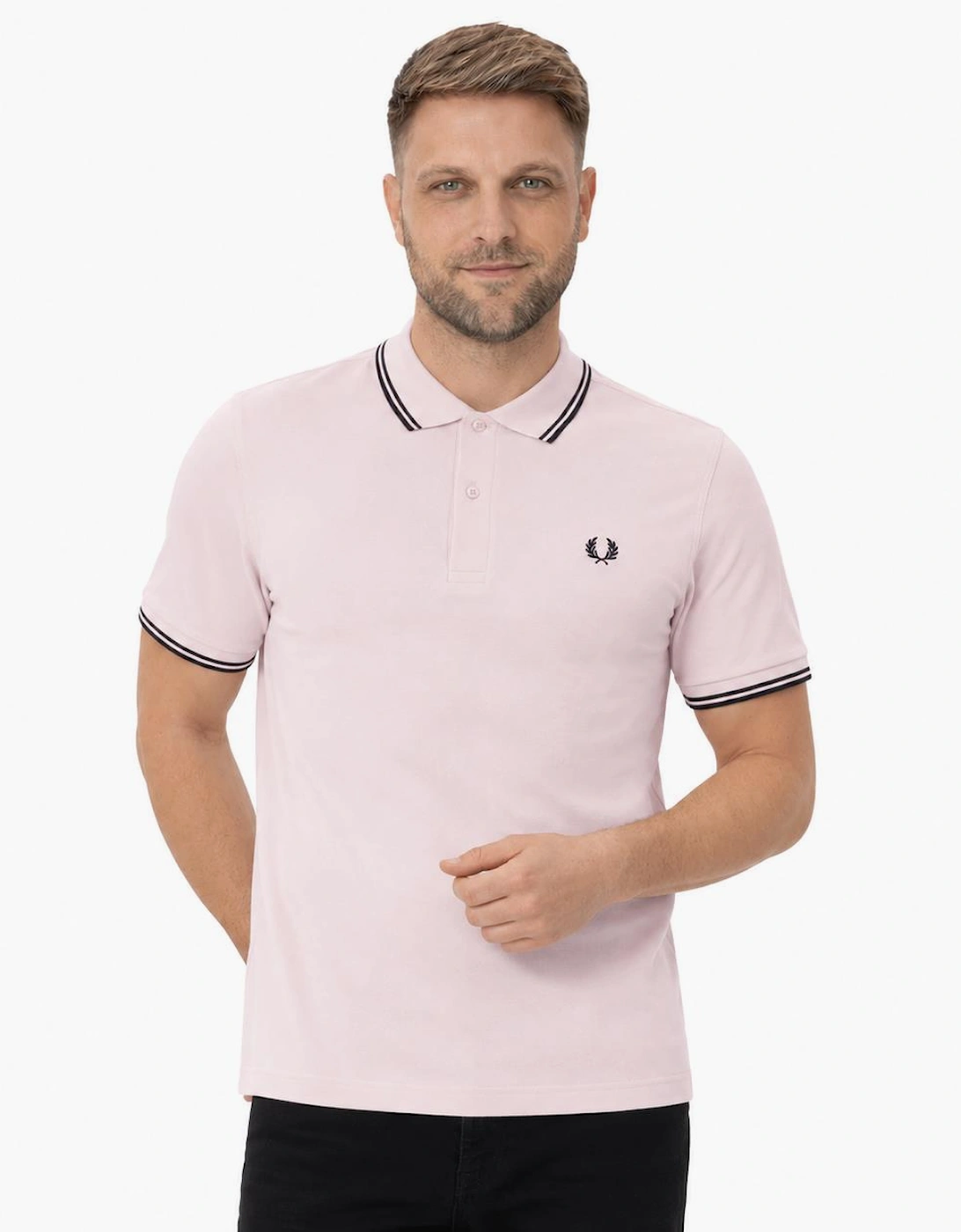 Fred Perry Twin Tipped Polo Shirt Iced Pink/Navy/Navy