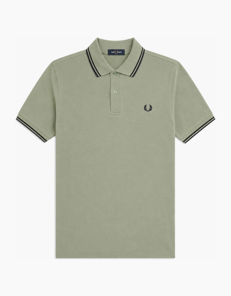 Fred Perry Twin Tipped Polo Shirt Silver Blue/Dark Airforce/Dark Airforce