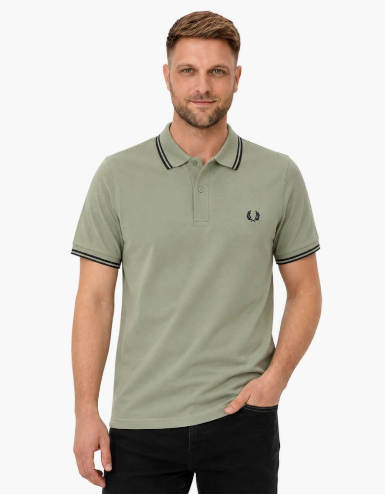 Fred Perry Twin Tipped Polo Shirt Silver Blue/Dark Airforce/Dark Airforce