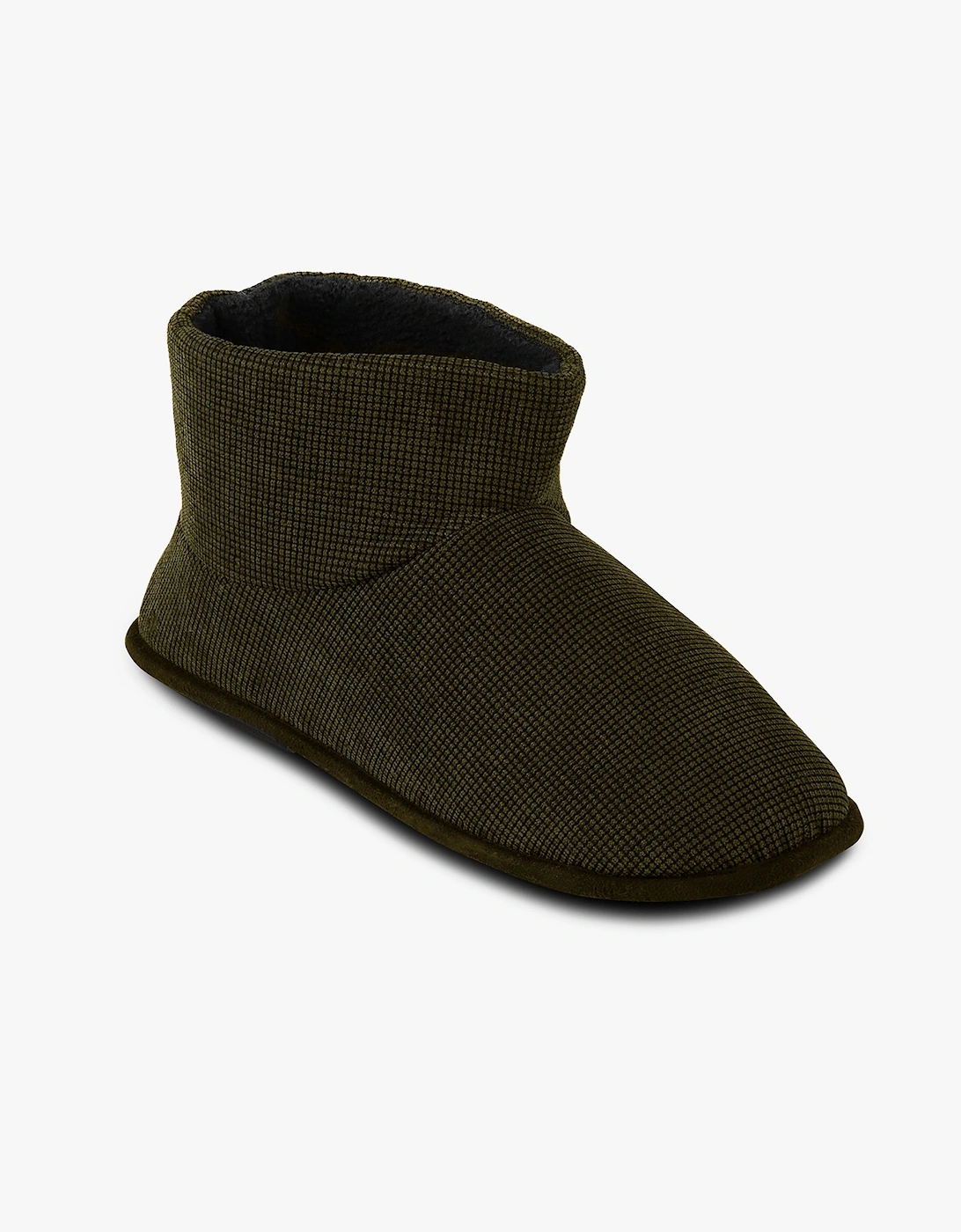 TEXTURED CORD Mens Boot Slippers Khaki