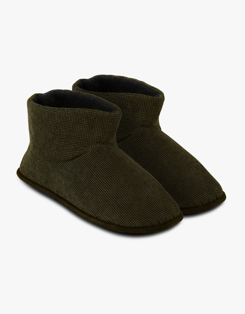 TEXTURED CORD Mens Boot Slippers Khaki