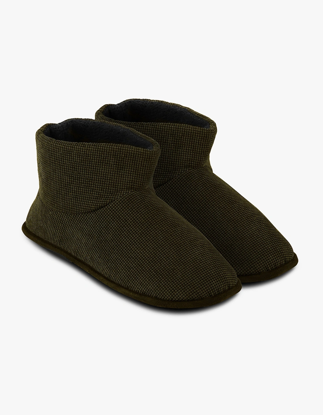 TEXTURED CORD Mens Boot Slippers Khaki