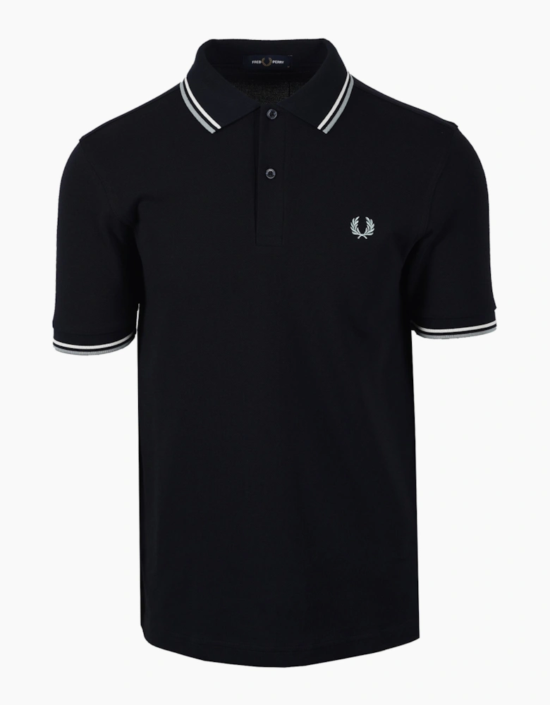 FRED PERRY TWIN TIPPED POLO NAVY/ECRU/SILVER BLUE