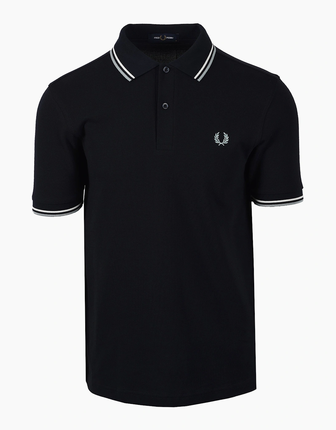 Fred Perry Men's FRED PERRY TWIN TIPPED POLO NAVY/ECRU/SILVER BLUE - Black