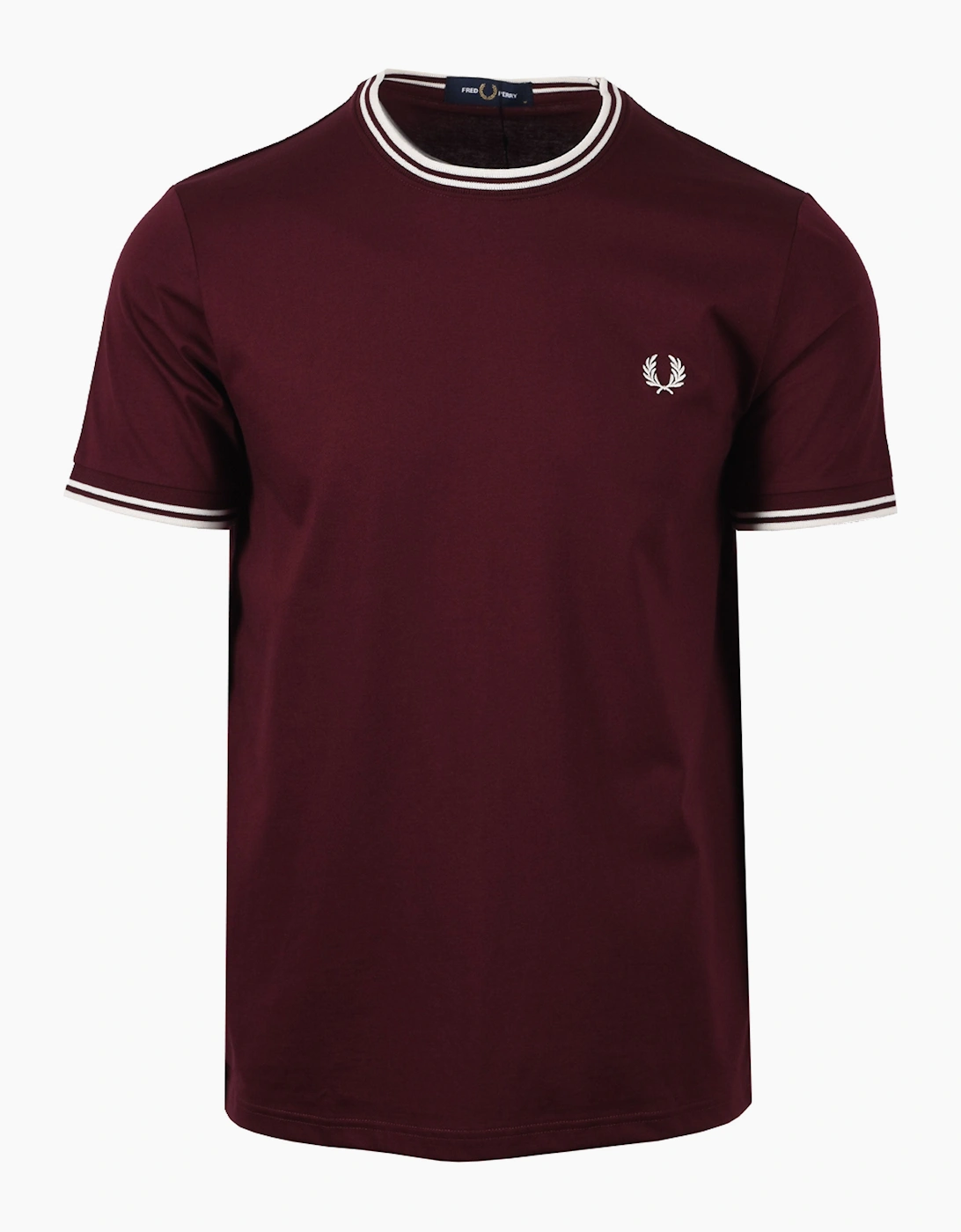 FRED PERRY TWIN TIPPED T-SHIRT OXBLOOD/ECRU, 4 of 3