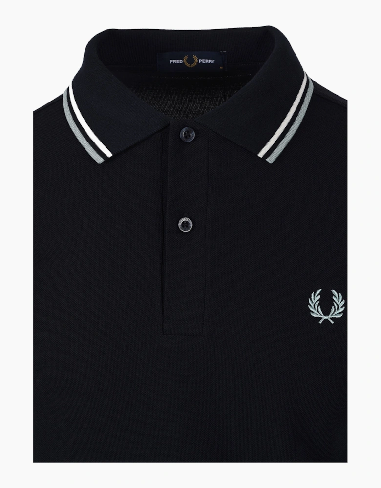FRED PERRY TWIN TIPPED POLO NAVY/ECRU/SILVER BLUE