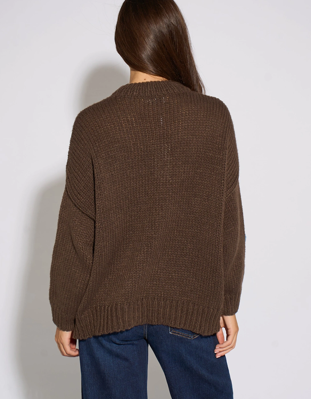 Brown 3D Floral Turtle Neck Knit Jumper